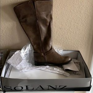 Brown wide calf knee High boots